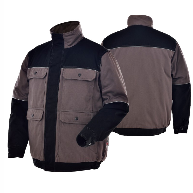 Blouson de travail vu de face et de dos sur fond blanc.