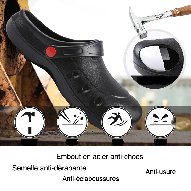 Chaussures de sécurité de cuisine unisexe embout en acier