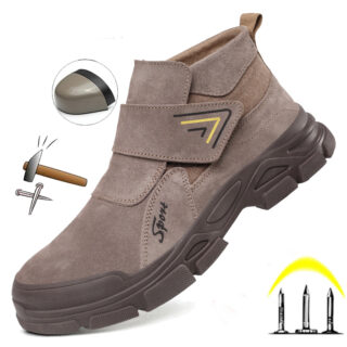 Chaussures de sécurité en daim pour homme sans lacets