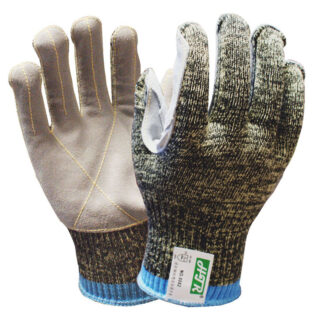 Photo d'une paire de gants de manutention anti-coupure et résistants à la chaleur marron et camouflage