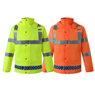 Photo de deux veste haute visibilité jaune fluo et orange fluo