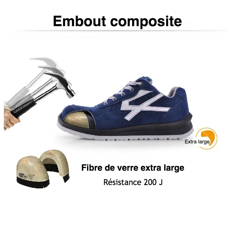 Chaussures de sécurité S1P avec embout large en composite