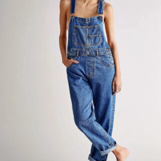 Salopette de travail vintage en jean pour femme