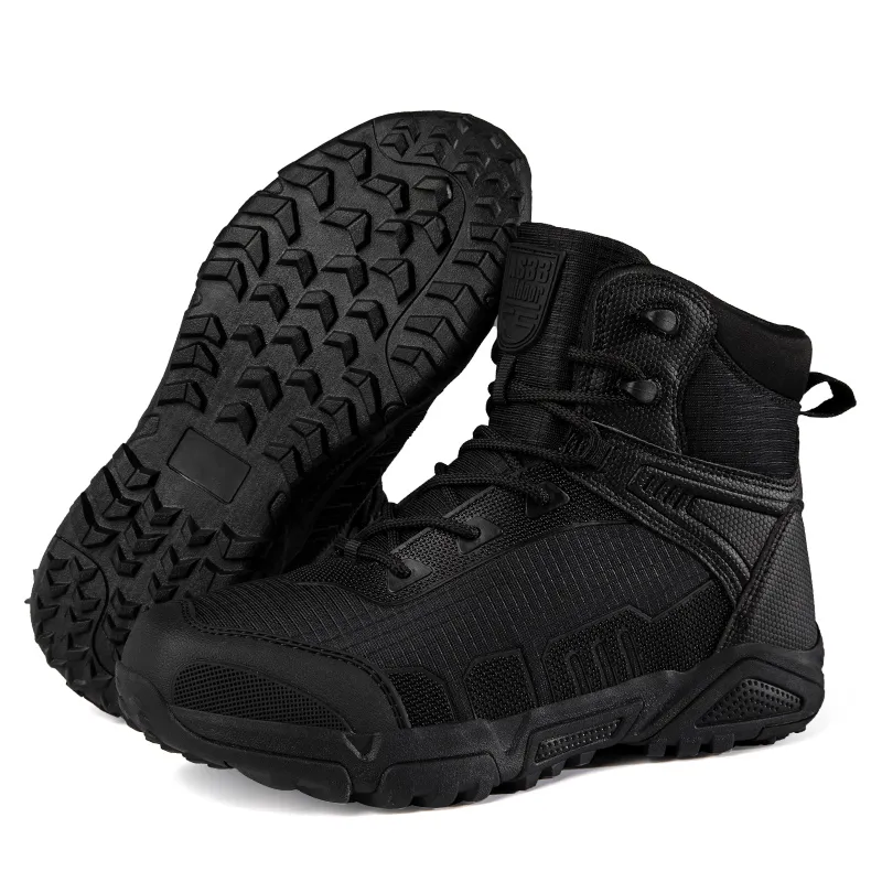 Bottes de sécurité noires montantes à lacets