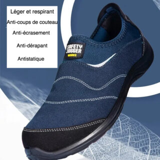 Chaussures de sécurité antistatiques sans lacets pour homme et femme