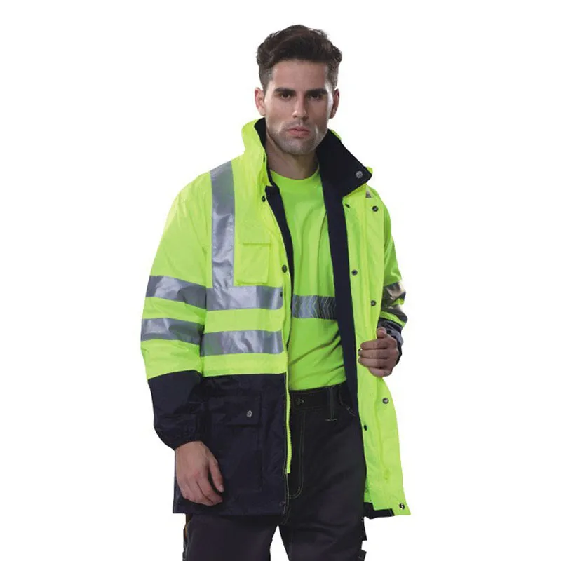 Manteau haute visibilité à capuche amovible Manteau haute visibilité à capuche amovible – Image 5