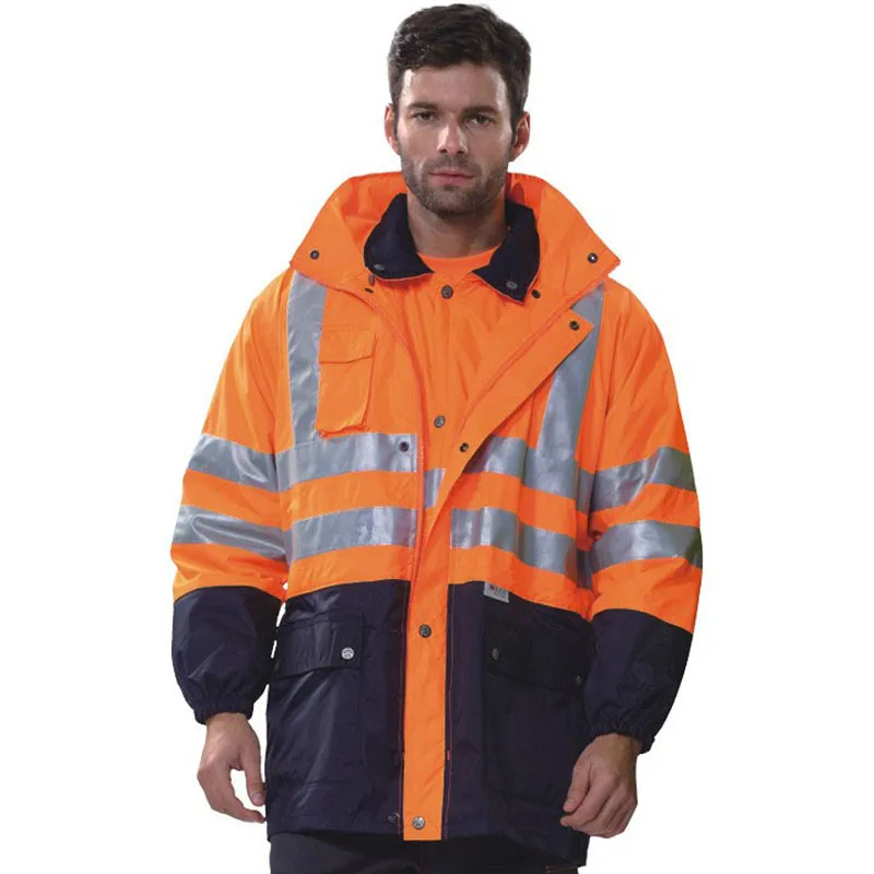 Manteau haute visibilité à capuche amovible Manteau haute visibilité à capuche amovible – Image 6