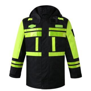 manteau haute visibilité noir et jaune