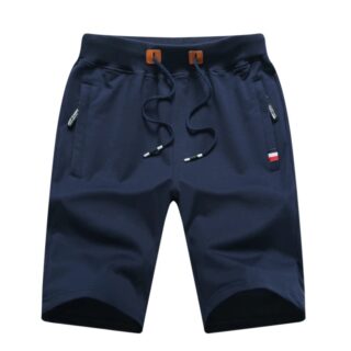 Bermuda de travail homme bleu marine élastique et respirant, sur un fond blanc.