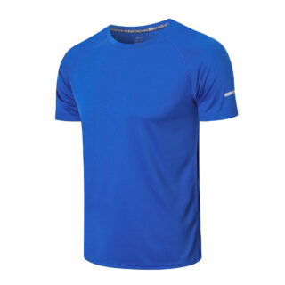 T-shirt de travail homme séchage rapide et respirant, de couleur bleu, sur un fond blanc.