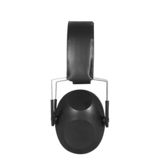 Casque anti bruit pratique et pliable noir sur fond blanc