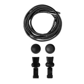 Lacets noirs élastiques sur fond blanc